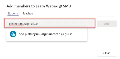 Screenshot of MS Teams Guest